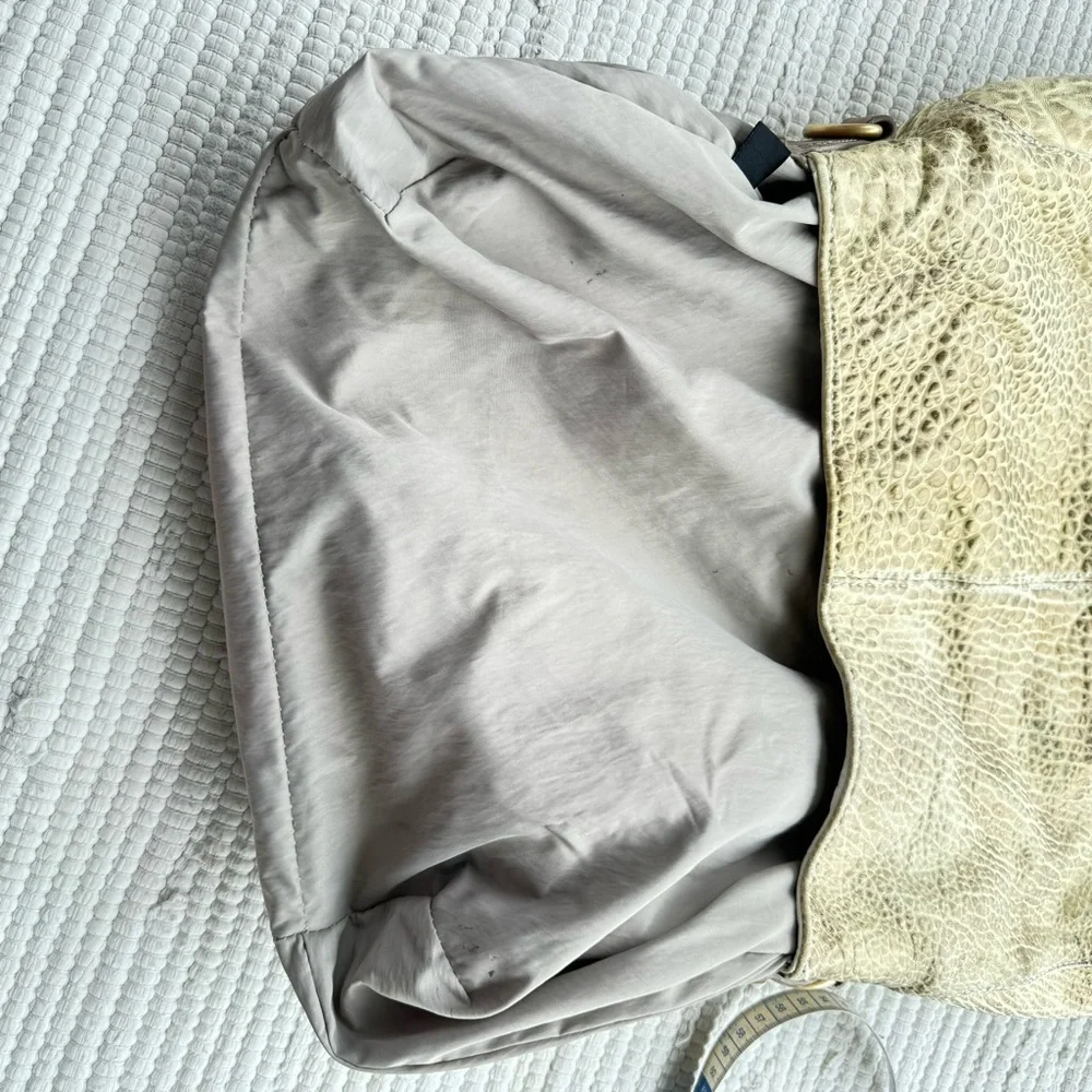 Olivia Harris Joy Gryson Leather Hobo Cream Gold Exotic Bag OS